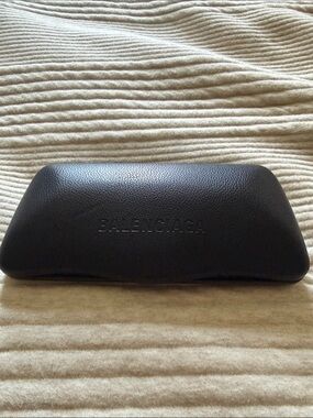 Balenciaga Black Embossed Leather Sunglasses Case